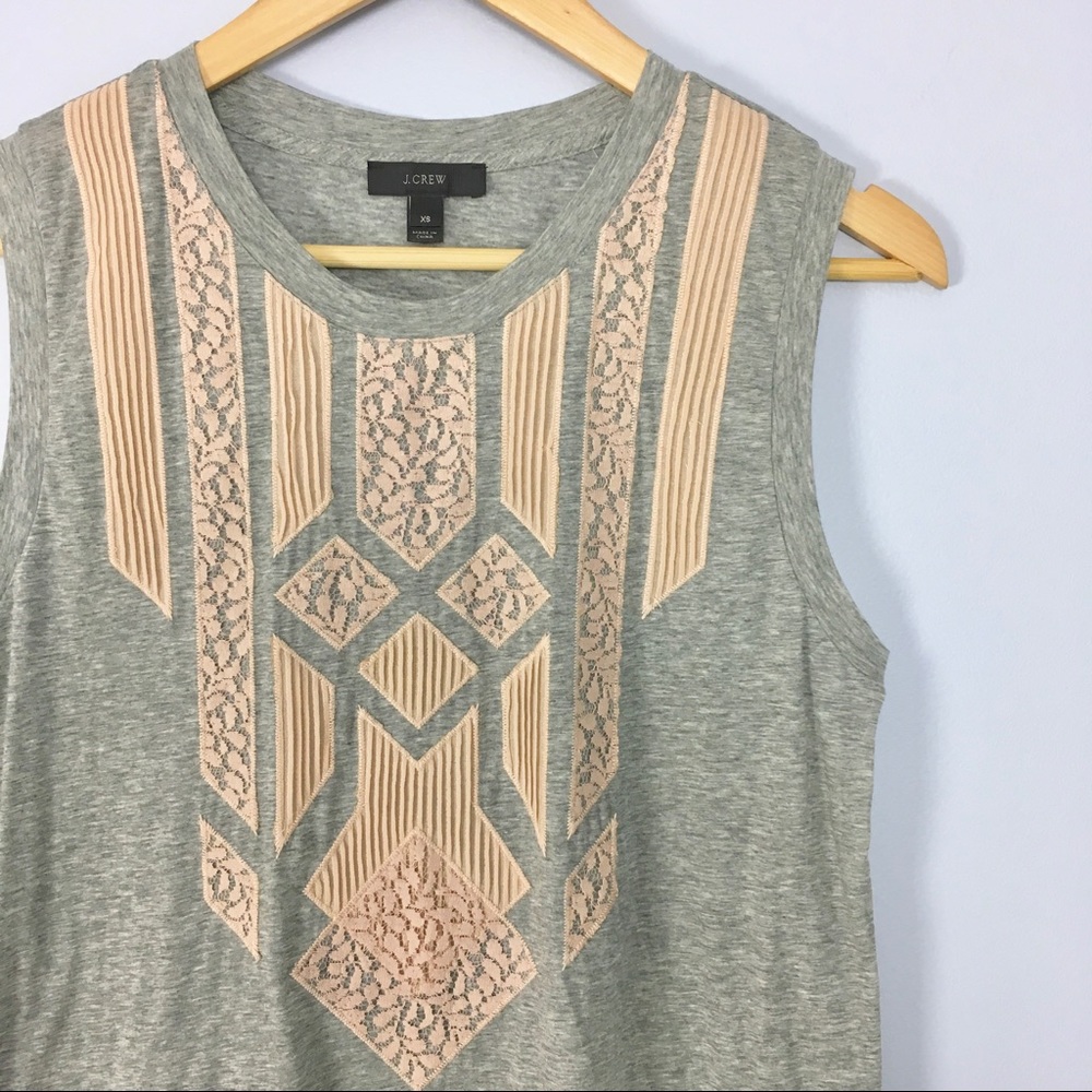 J Crew Lace Applique Tank Top, Like New - Picture 4 of 8